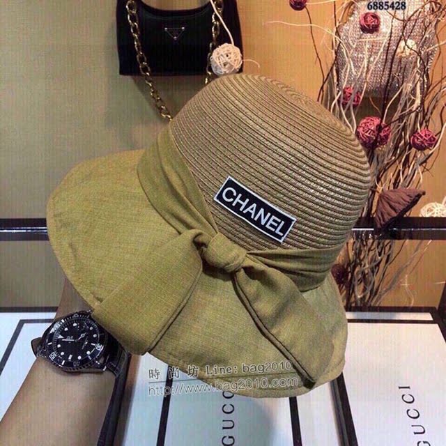 Chanel女士帽子 香奈兒蝴蝶結可折疊禮帽草帽 Chanel遮陽帽  mm1012